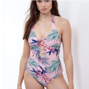 NWT Modern Profile by Gottex One Piece Swimsuit in Pink Tropical Floral size 8